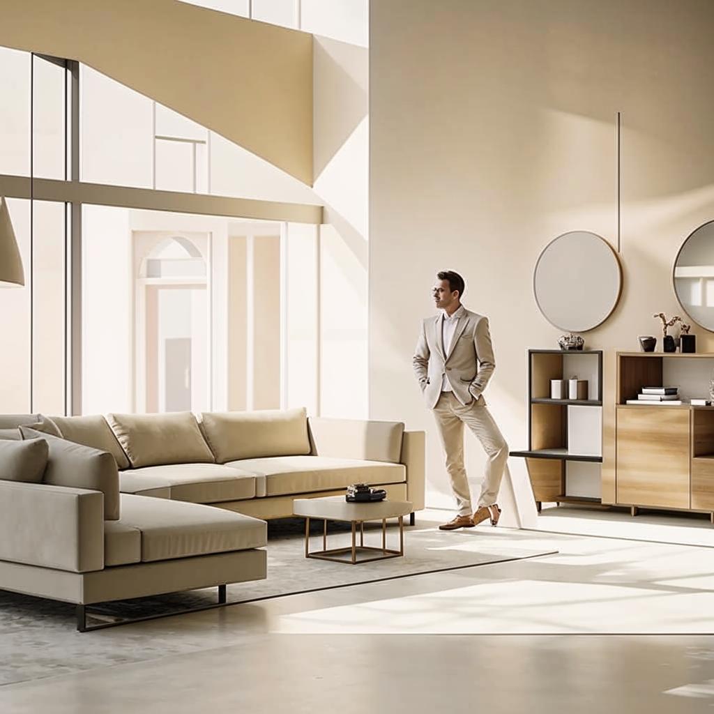 Designer présentant un meuble moderne